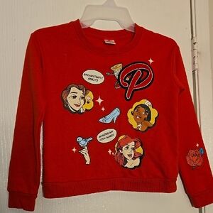 Disney Red Crew Neck Sweater with Colorful Appliqués